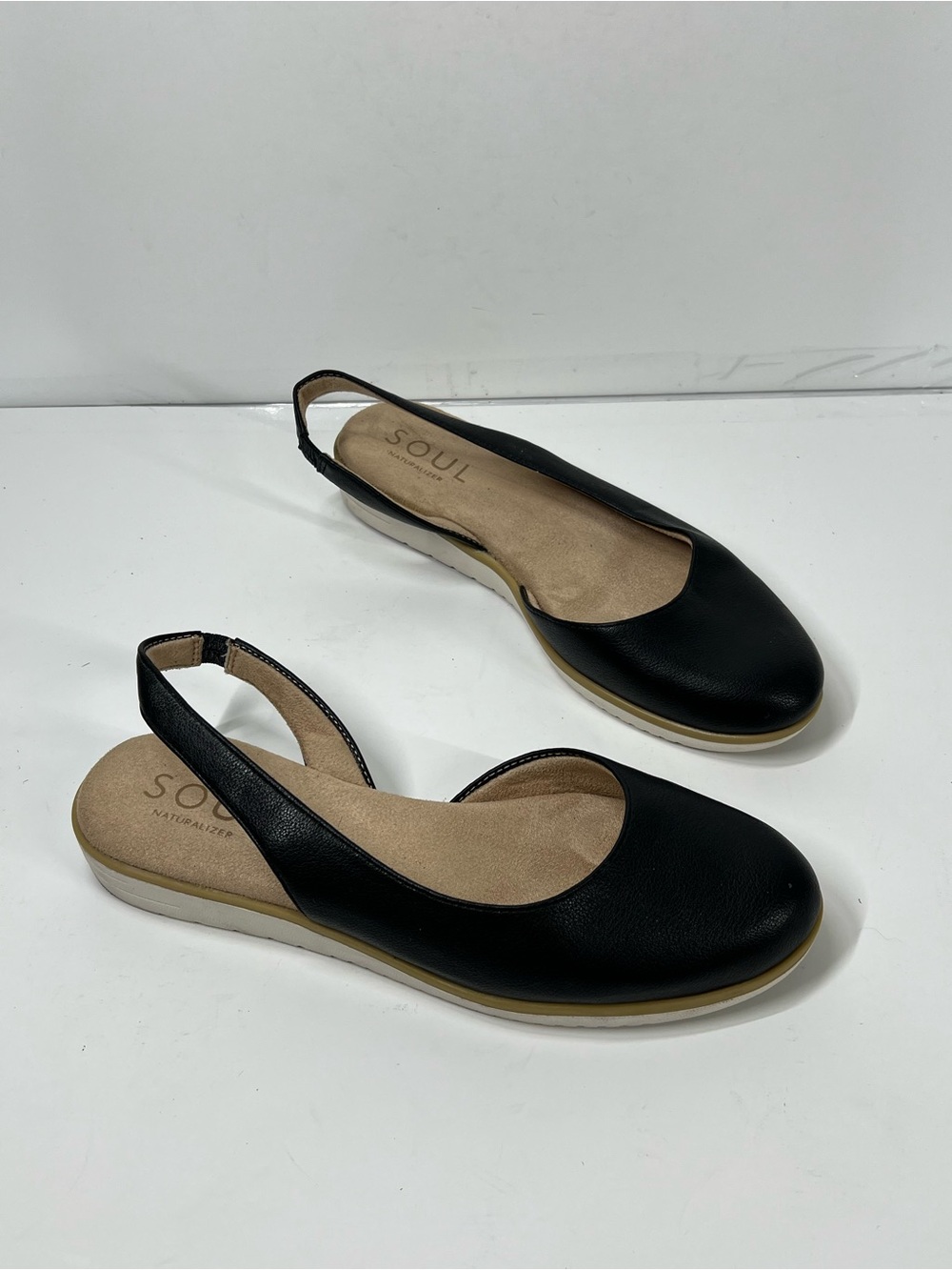 SOUL Naturalizer Black Slingback Flats Women’s 10M Comfort Shoes